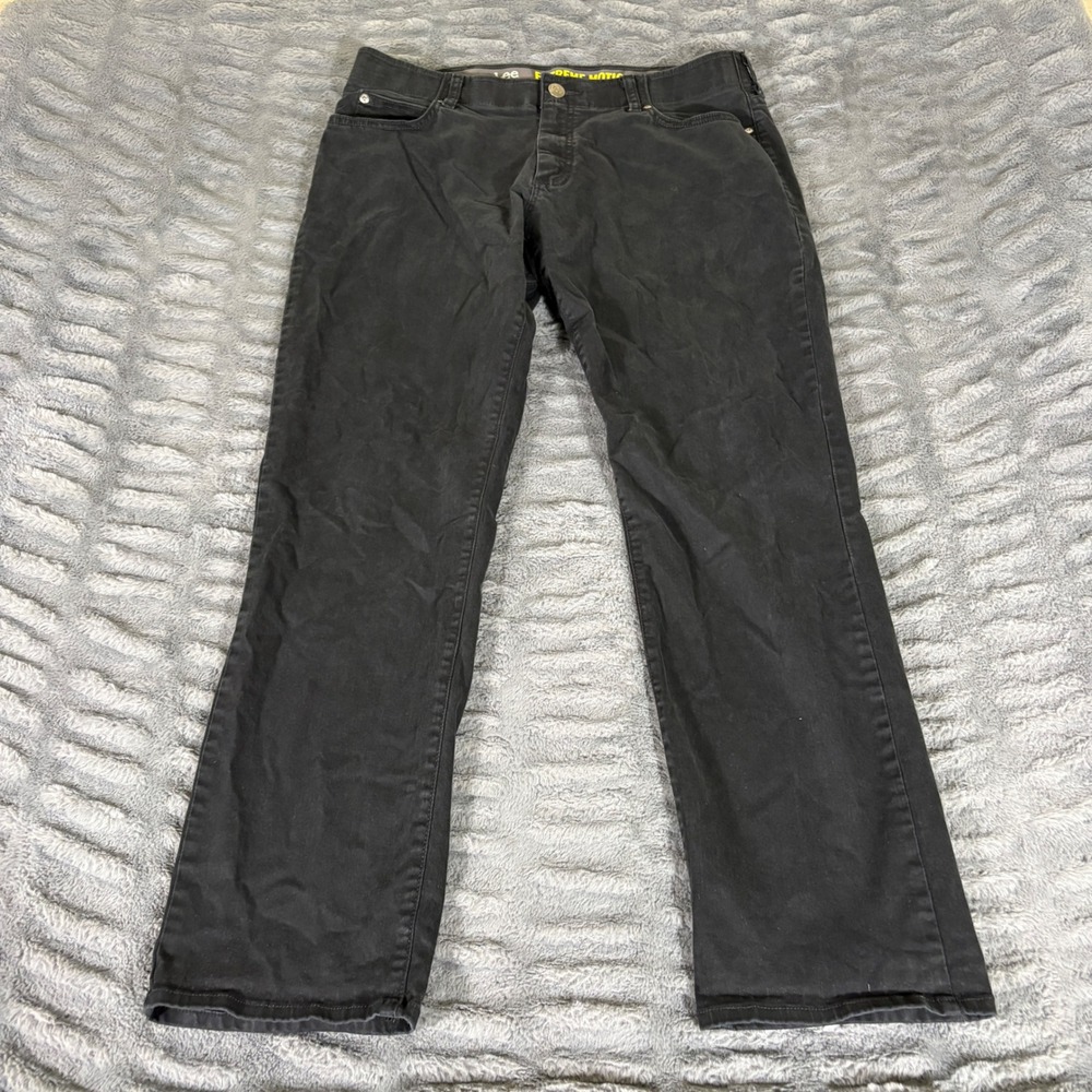 Lee Extreme Motion Straight Fit Tapered Leg Black Pants Mens 34x30 102015035